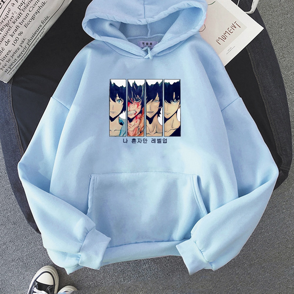 Solo Leveling Hoodies Funny New Fashion Long Sleeves Sung Jin Woo Print Harajuku Hoodies Sweatshirts