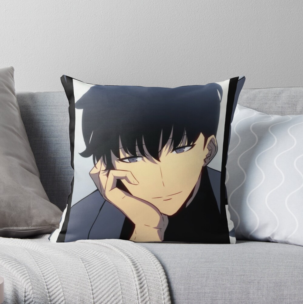Solo Leveling Pillows - Sung Jin-Woo Stare Print Art Throw Pillow