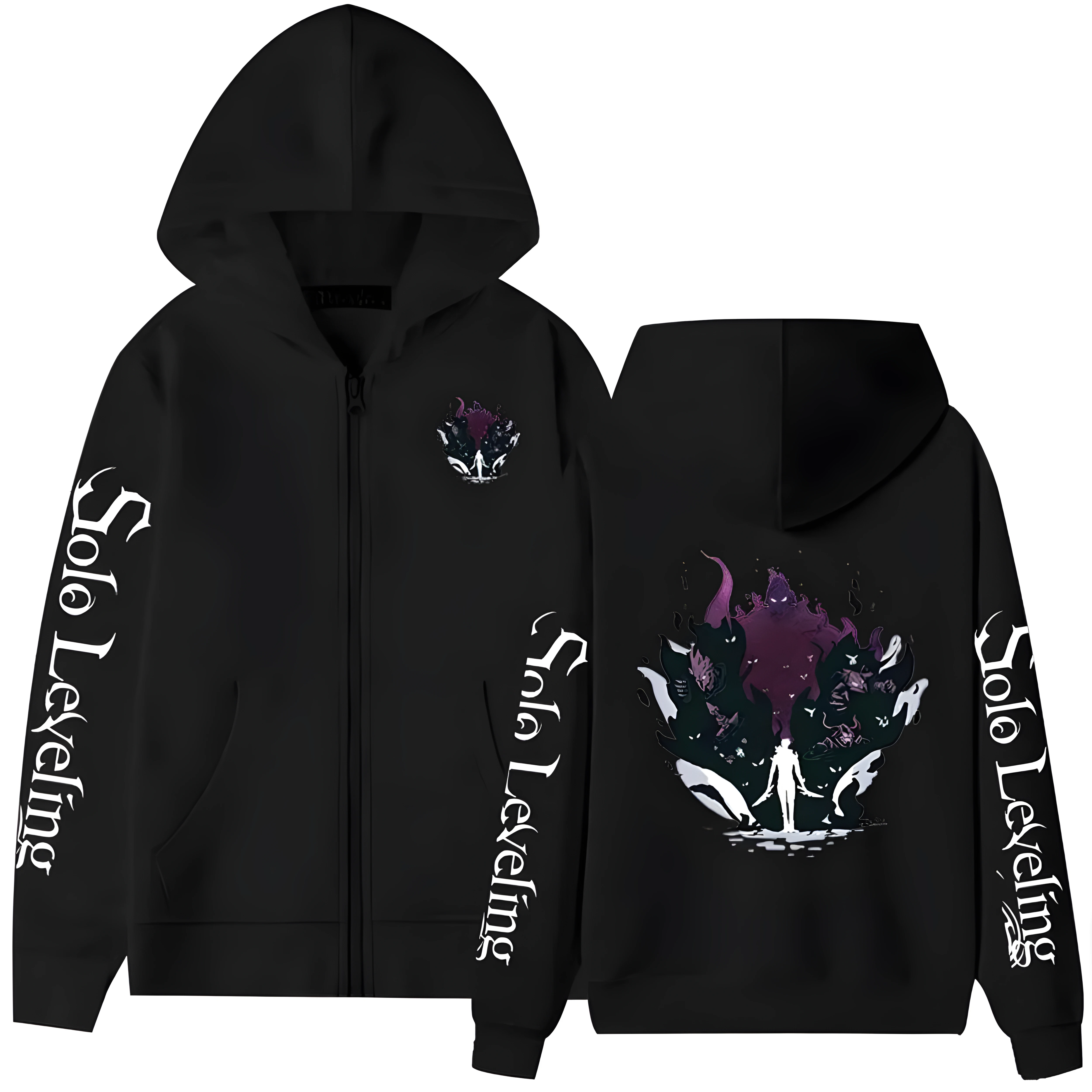 Solo Leveling Hoodies – Sung Jinwoo Souls 2D Zip Hoodie