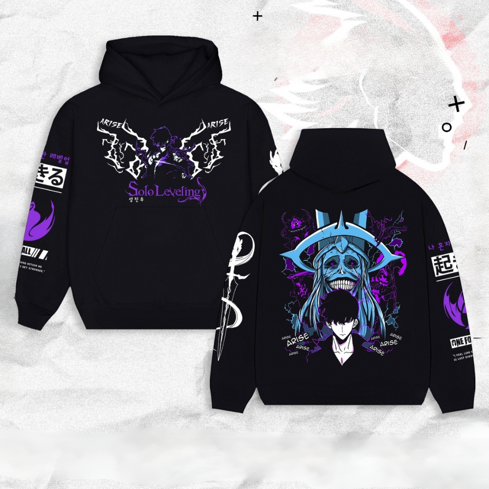 Solo Leveling Hoodies – The Statue of God Sung Jinwoo Pull Over Hoodie