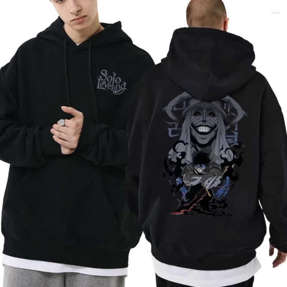 Solo Leveling Hoodies – The Statue of God Sung Jinwoo Graphic Pullover Hoodie